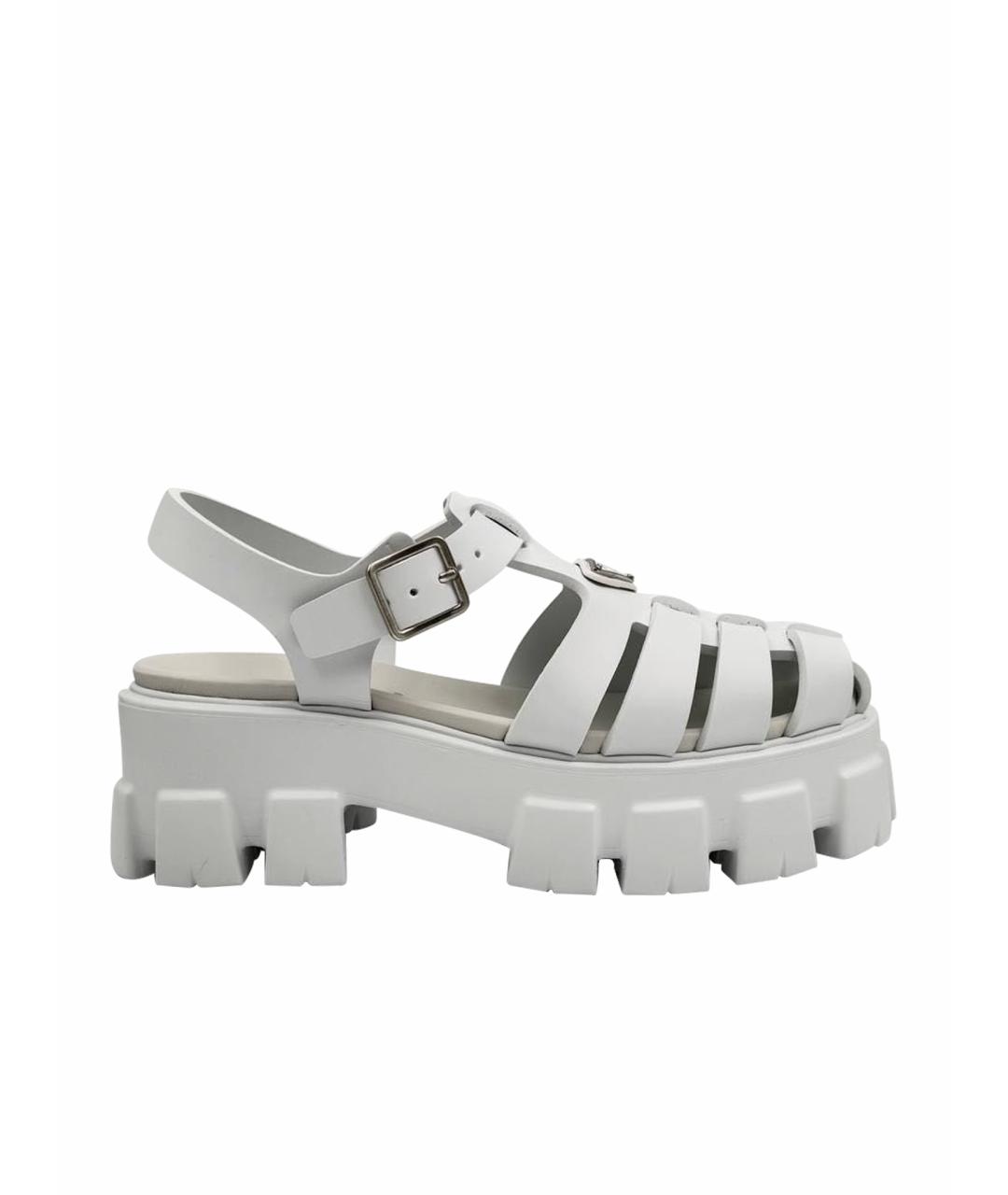 PRADA Белые кожаные сандалии, фото 9