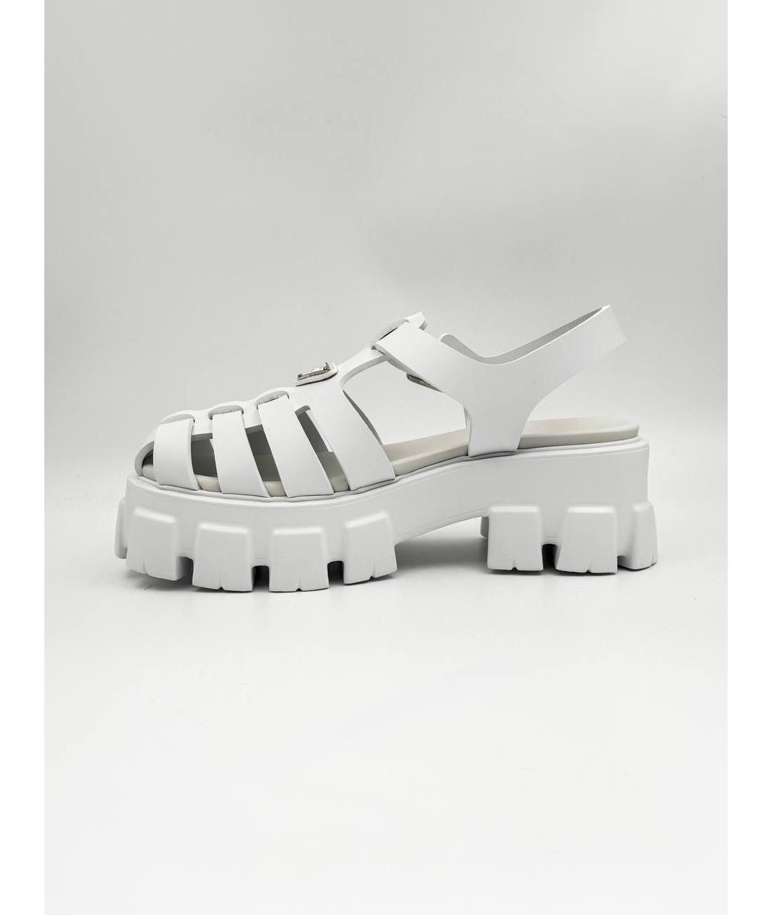PRADA Белые кожаные сандалии, фото 2