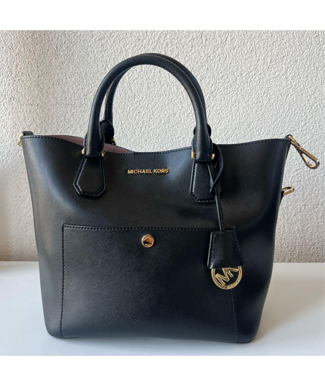 MICHAEL KORS Черная кожаная сумка с короткими ручками, фото 6