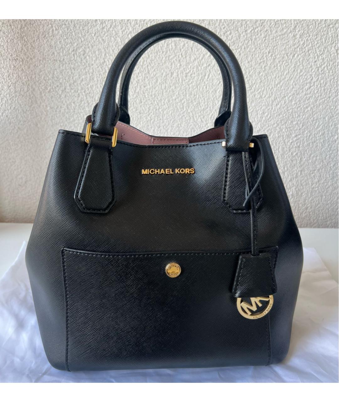 MICHAEL KORS Черная кожаная сумка с короткими ручками, фото 4