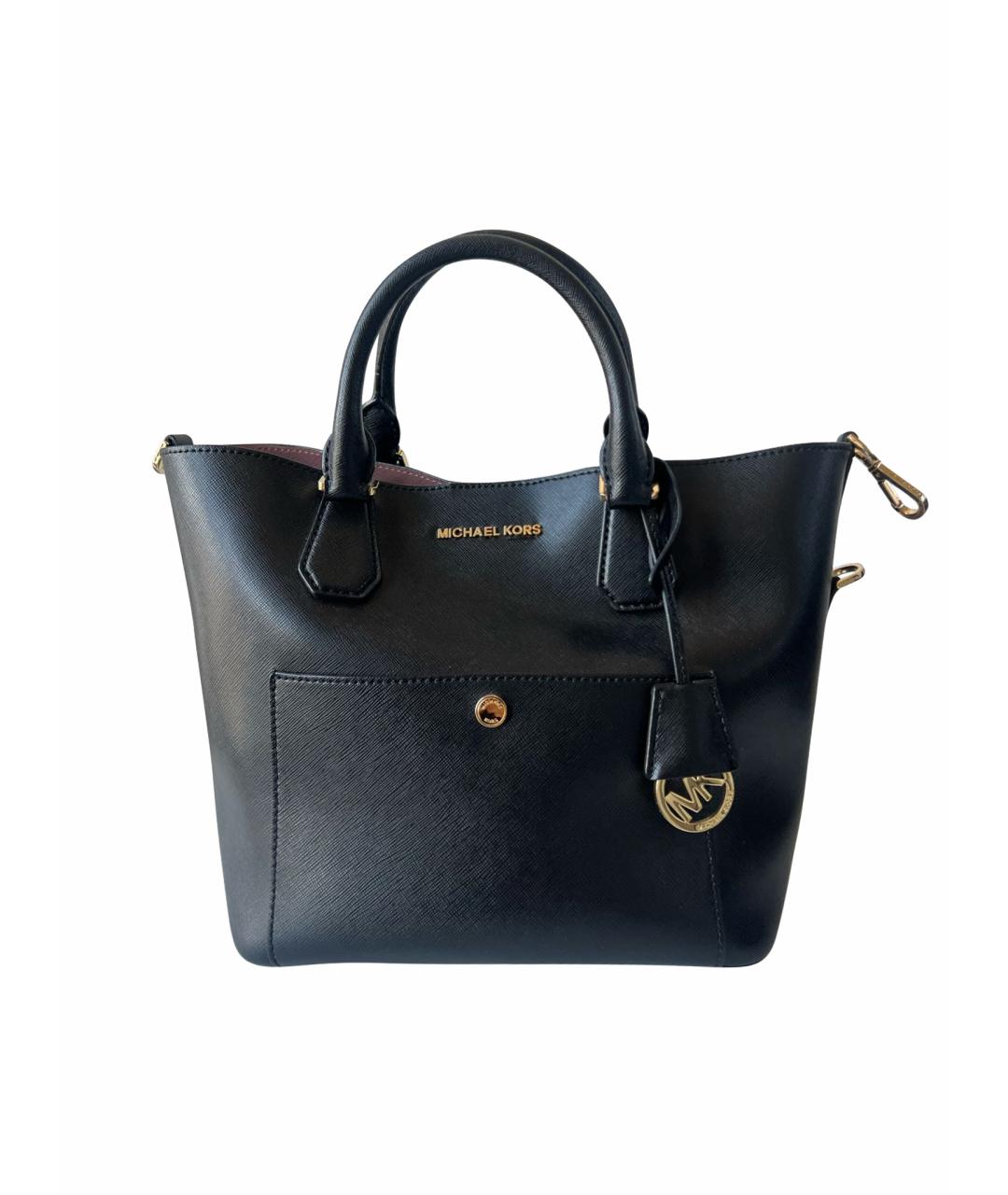 MICHAEL KORS Черная кожаная сумка с короткими ручками, фото 1