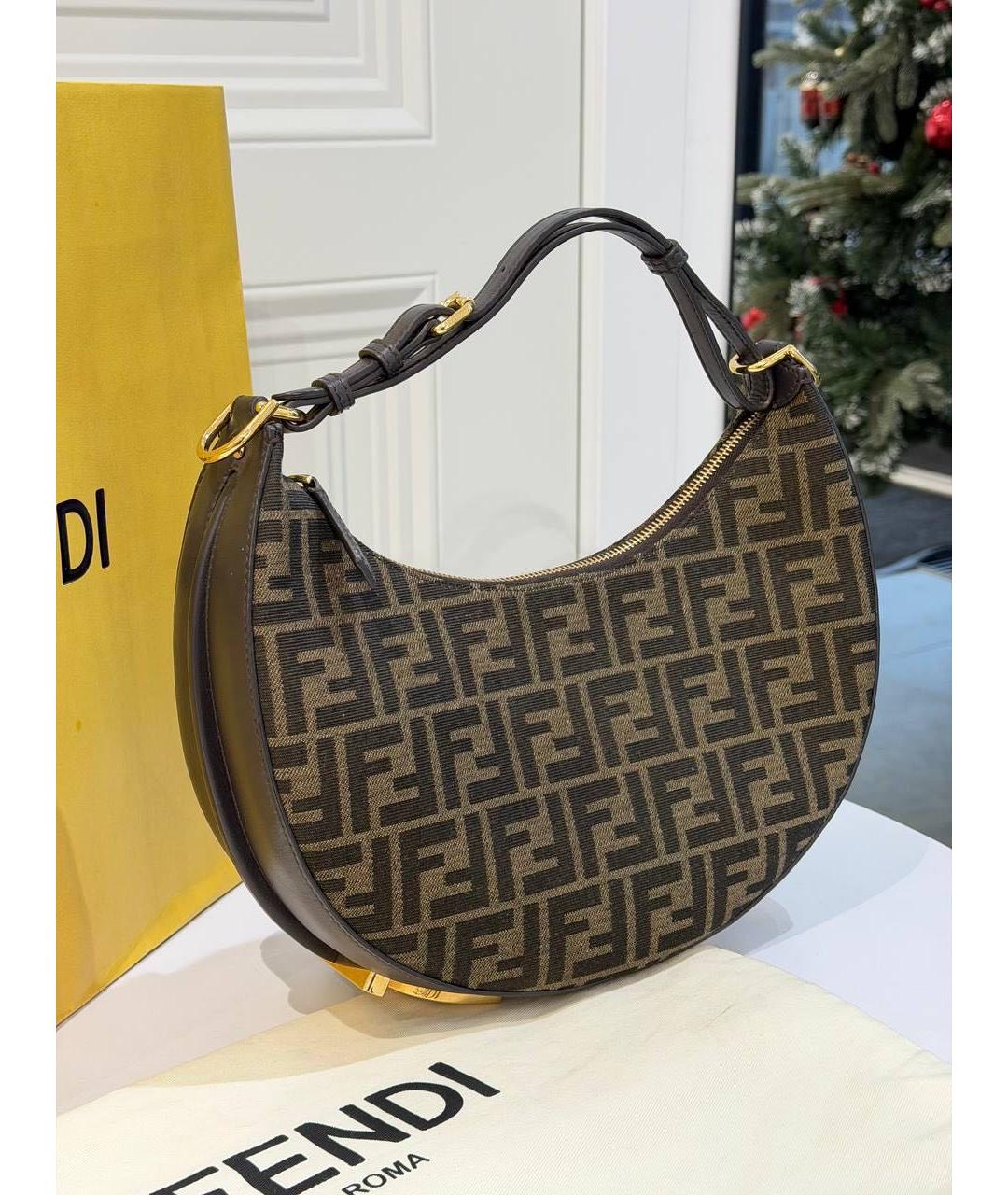 FENDI Коричневая сумка с короткими ручками, фото 7