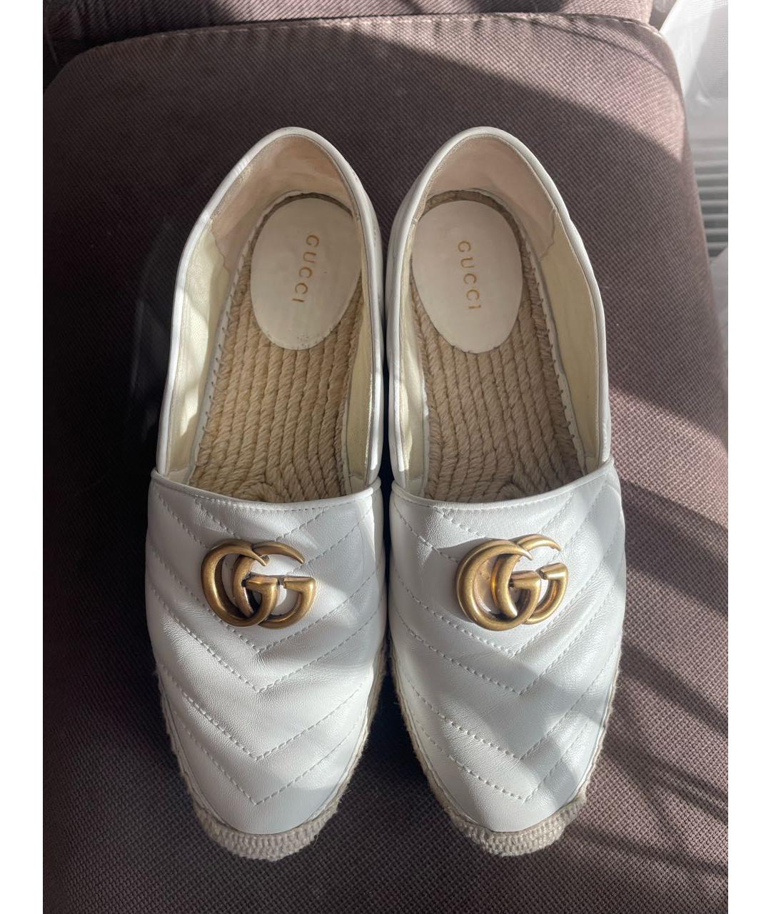 GUCCI Белые кожаные эспадрильи, фото 2
