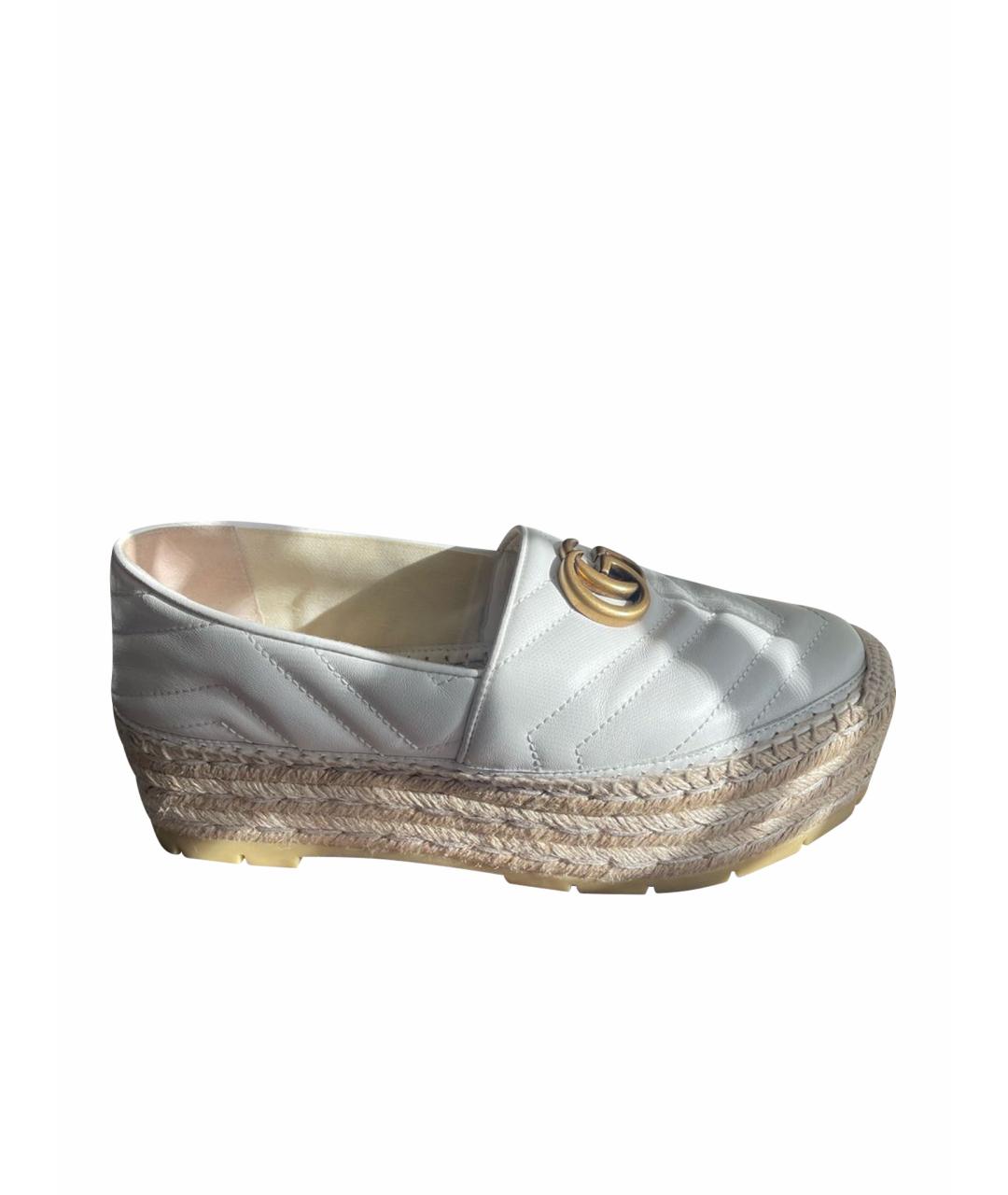 GUCCI Белые кожаные эспадрильи, фото 1