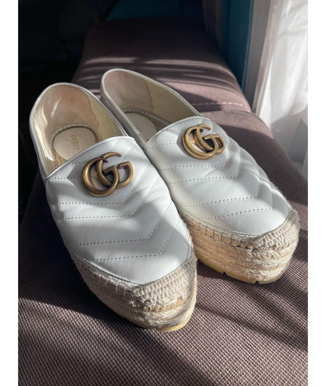 GUCCI Белые кожаные эспадрильи, фото 3