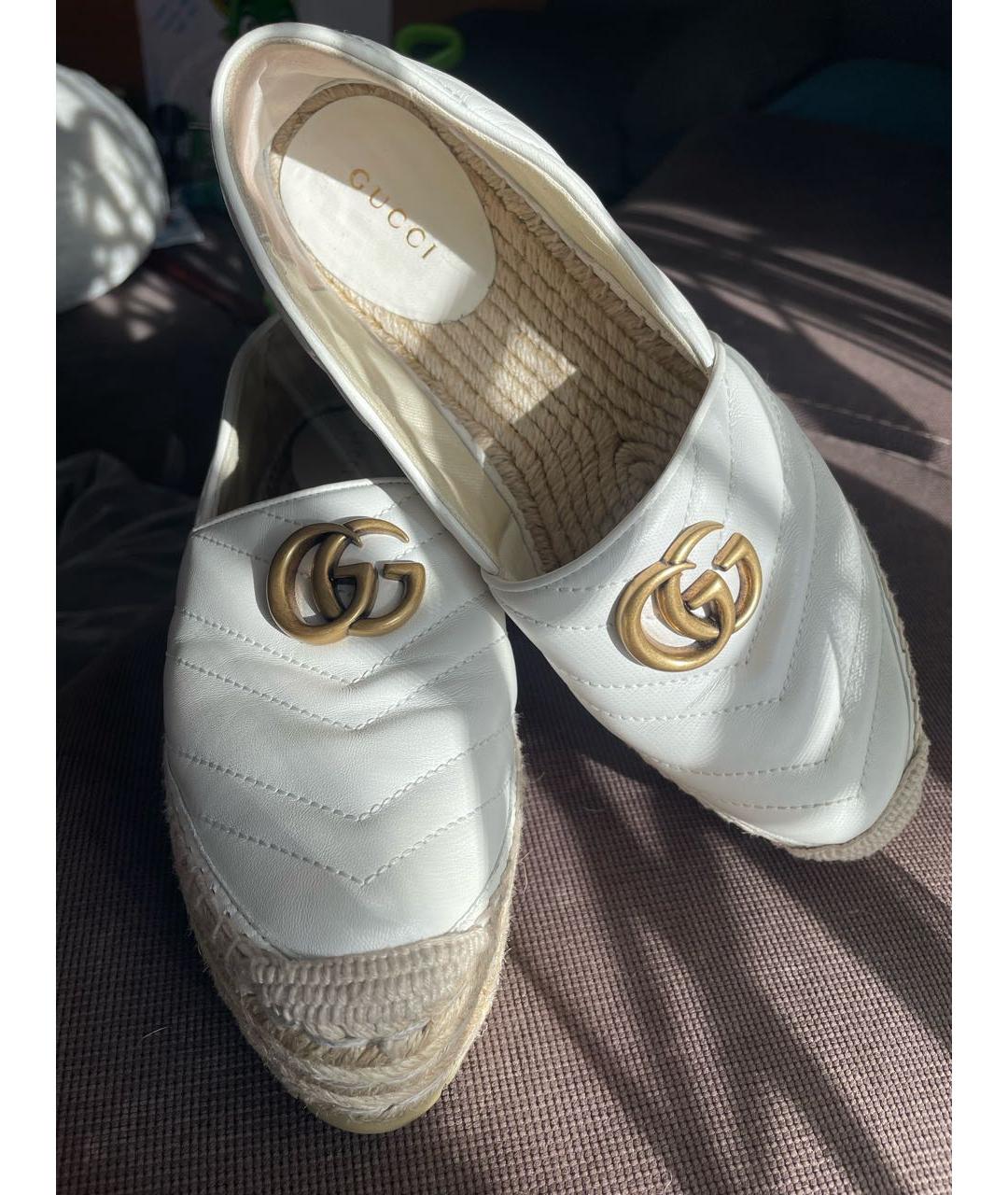 GUCCI Белые кожаные эспадрильи, фото 7