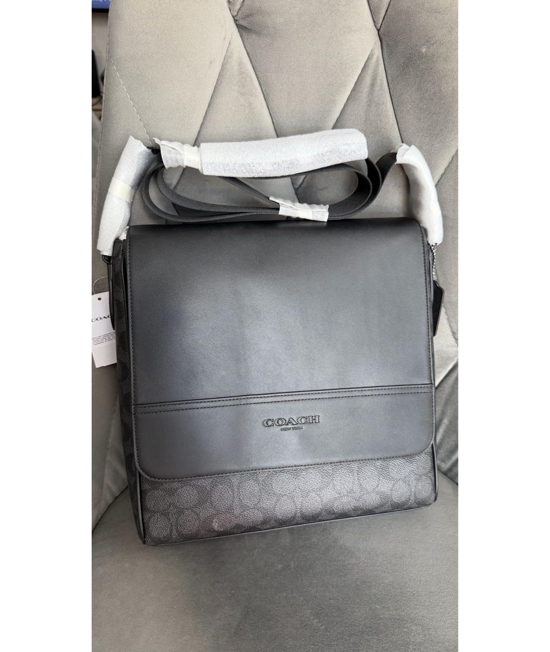 COACH Черная кожаная сумка на плечо, фото 2