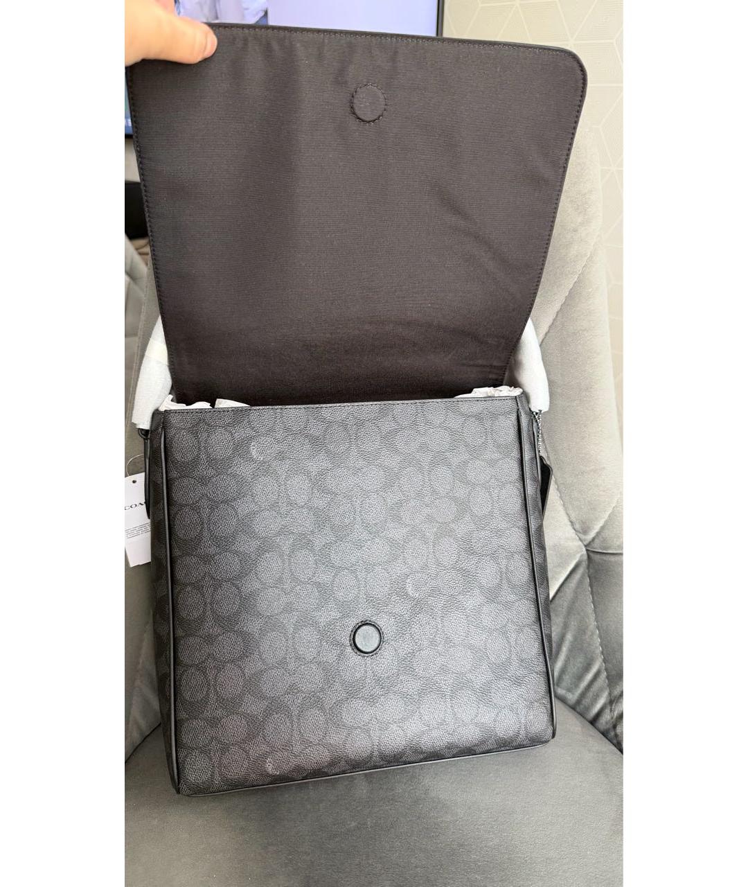 COACH Черная кожаная сумка на плечо, фото 3