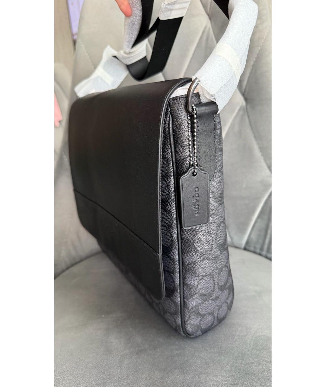 COACH Черная кожаная сумка на плечо, фото 6
