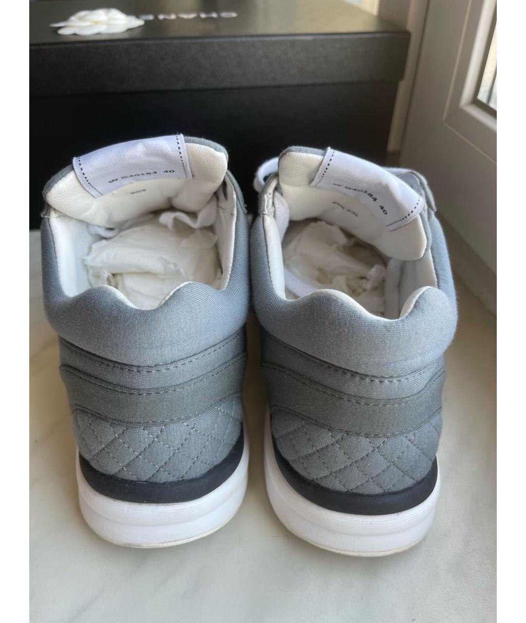 CHANEL Серые кожаные кроссовки, фото 4