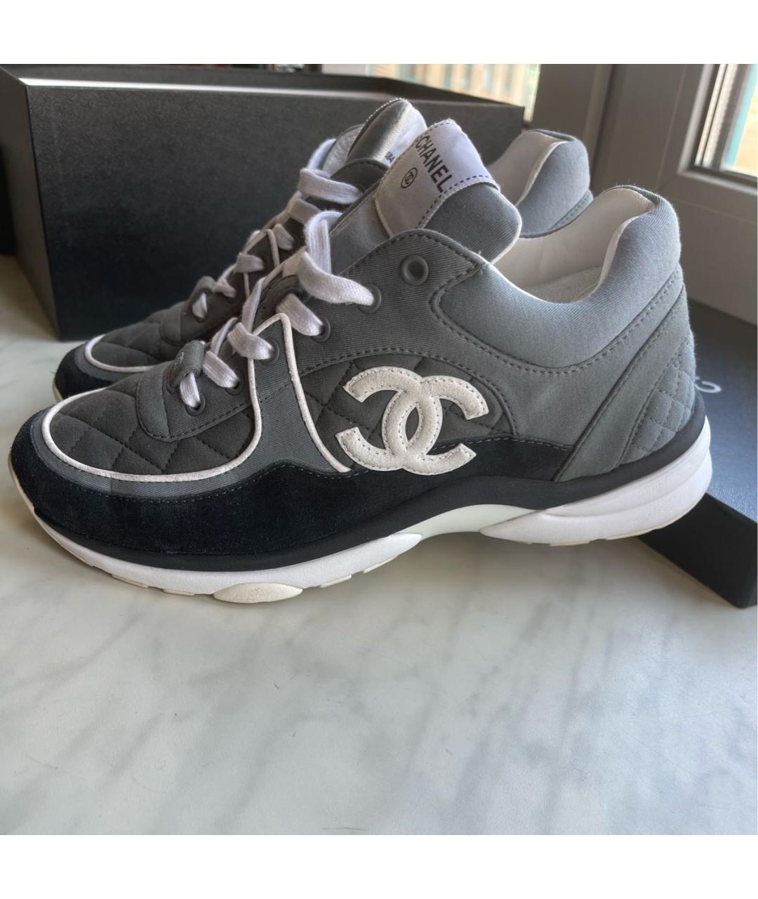 CHANEL Серые кожаные кроссовки, фото 5