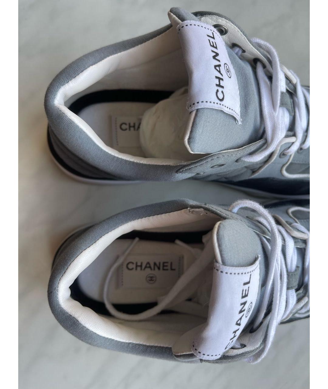 CHANEL Серые кожаные кроссовки, фото 3
