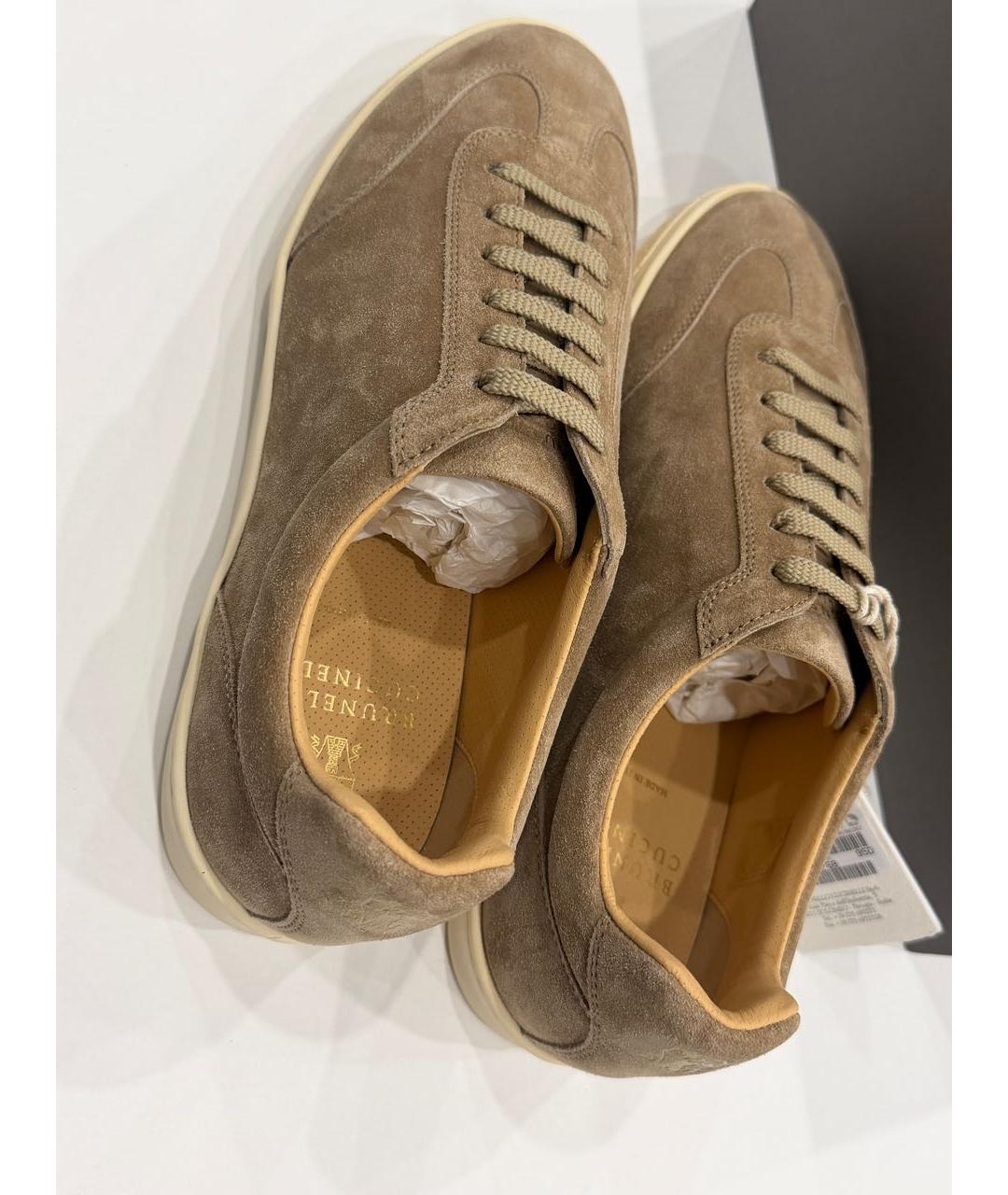BRUNELLO CUCINELLI Бежевые замшевые низкие кроссовки / кеды, фото 2