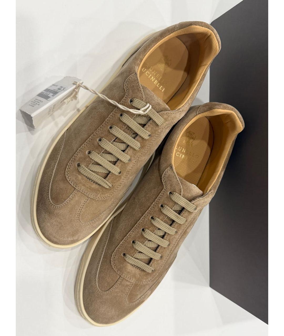 BRUNELLO CUCINELLI Бежевые замшевые низкие кроссовки / кеды, фото 3