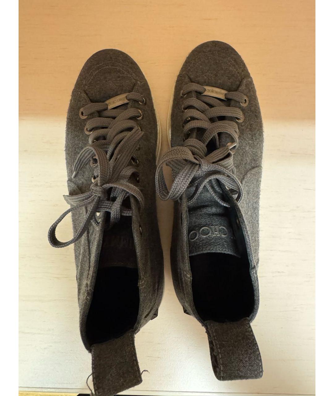 JIMMY CHOO Серые высокие кроссовки / кеды, фото 2