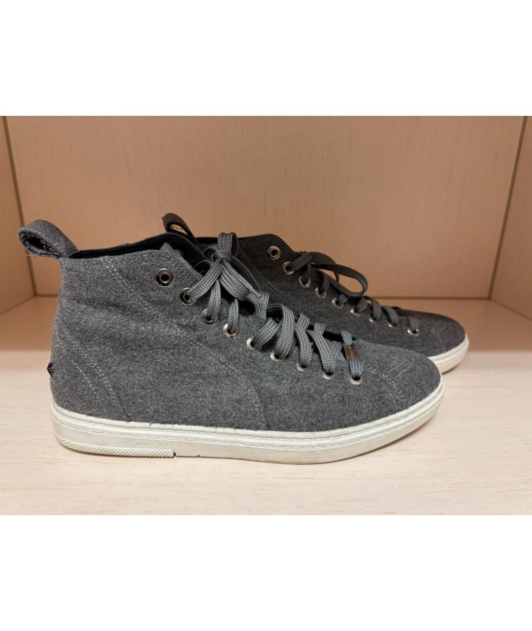 JIMMY CHOO Серые высокие кроссовки / кеды, фото 6