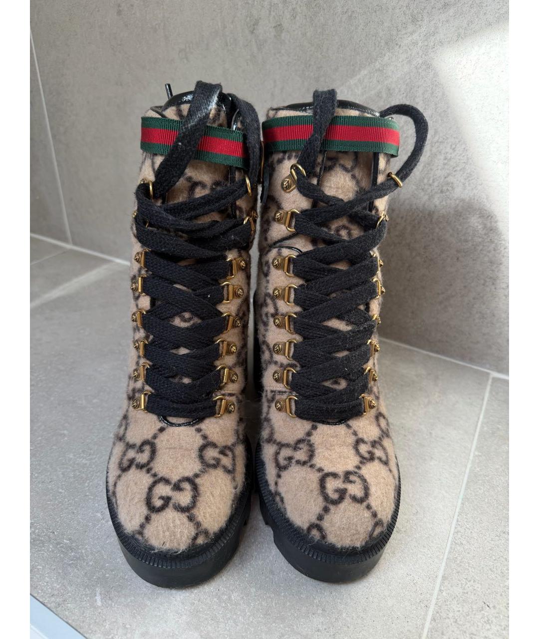 GUCCI Бежевые текстильные ботильоны, фото 2