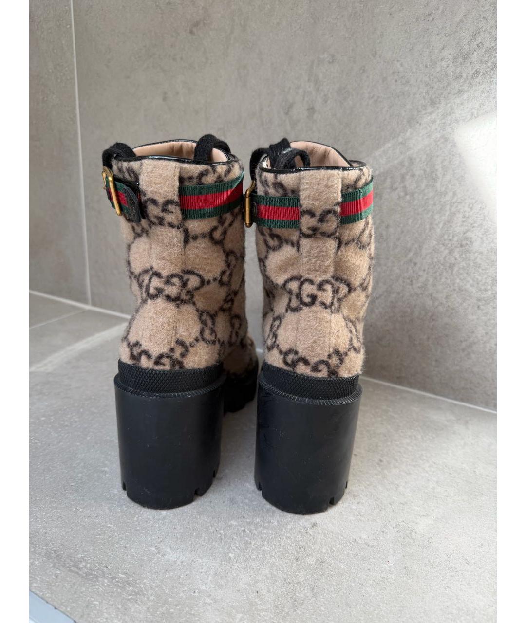 GUCCI Бежевые текстильные ботильоны, фото 4