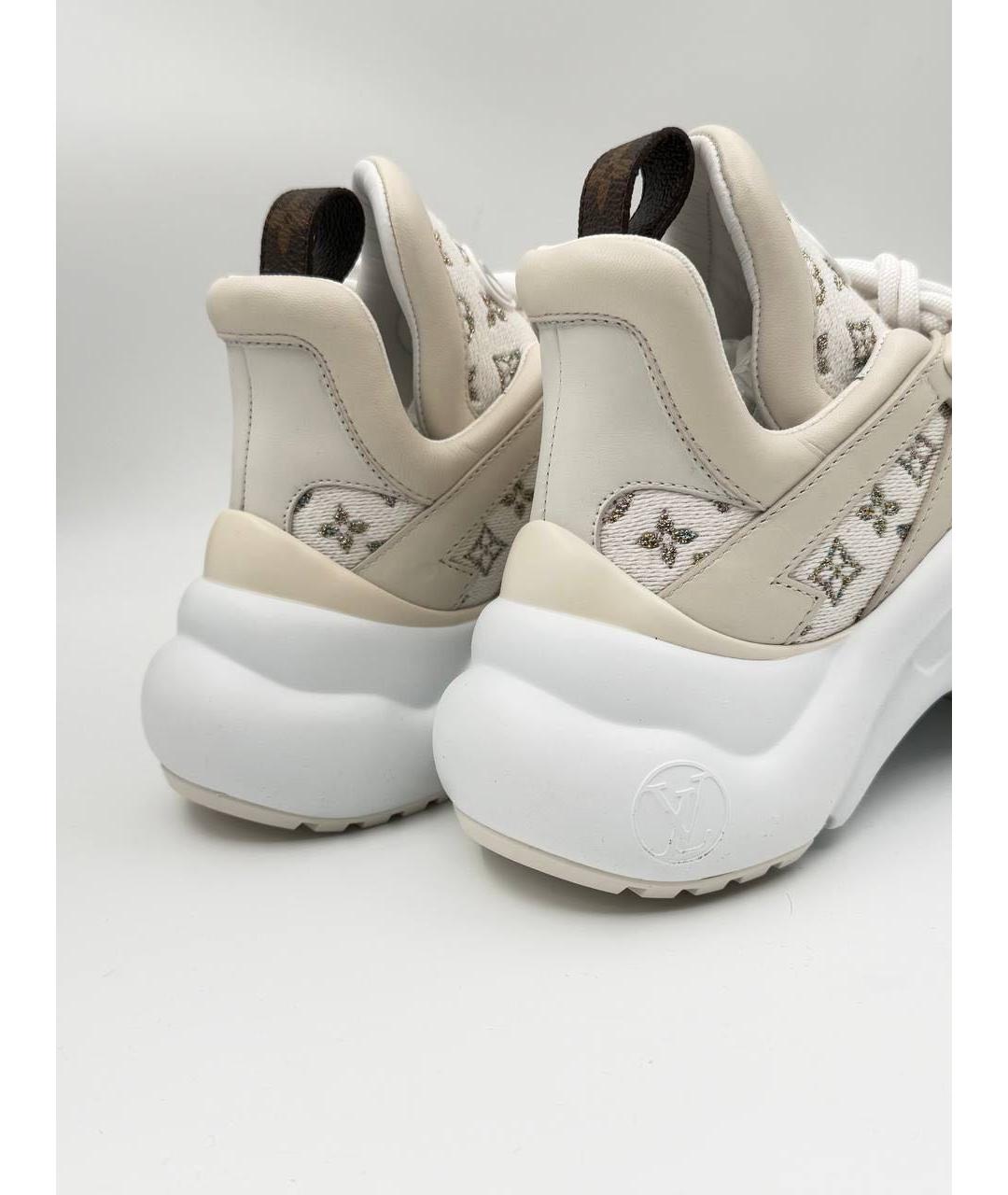 LOUIS VUITTON Бежевые кожаные кроссовки, фото 4