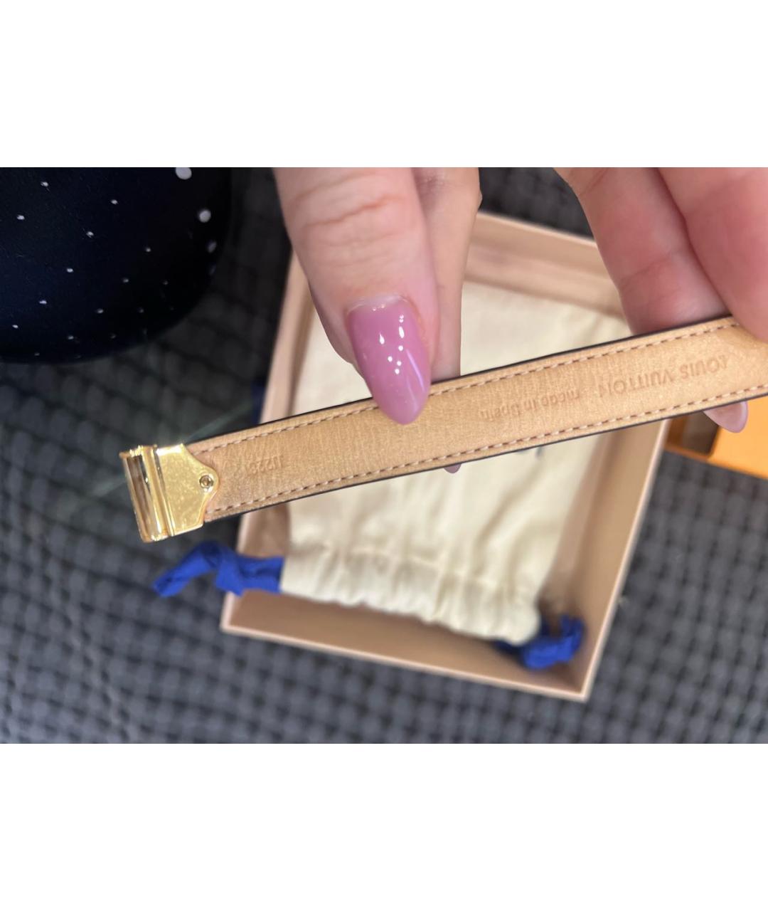 LOUIS VUITTON Коричневый кожаный браслет, фото 6