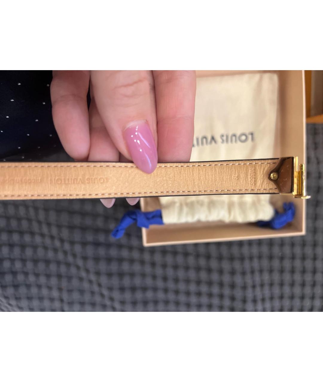 LOUIS VUITTON Коричневый кожаный браслет, фото 5