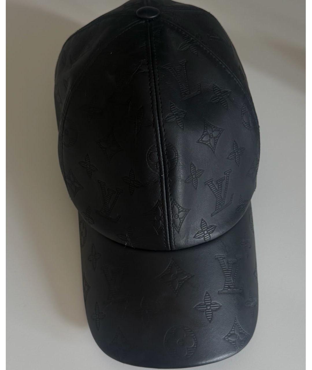 LOUIS VUITTON Черная кожаная кепка, фото 4