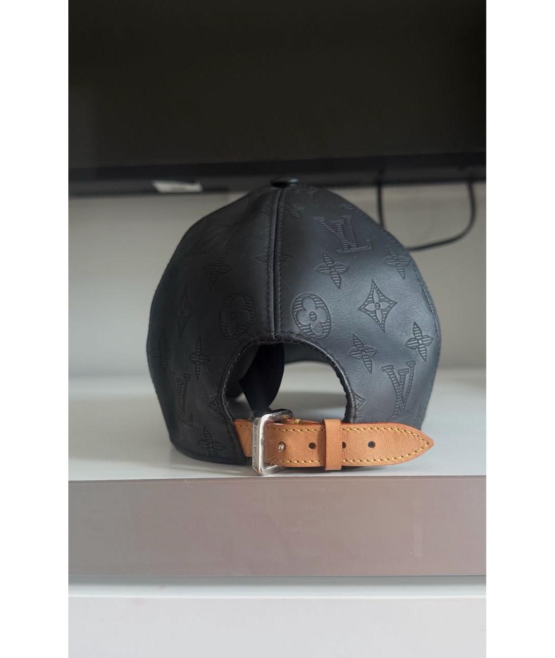 LOUIS VUITTON Черная кожаная кепка, фото 5