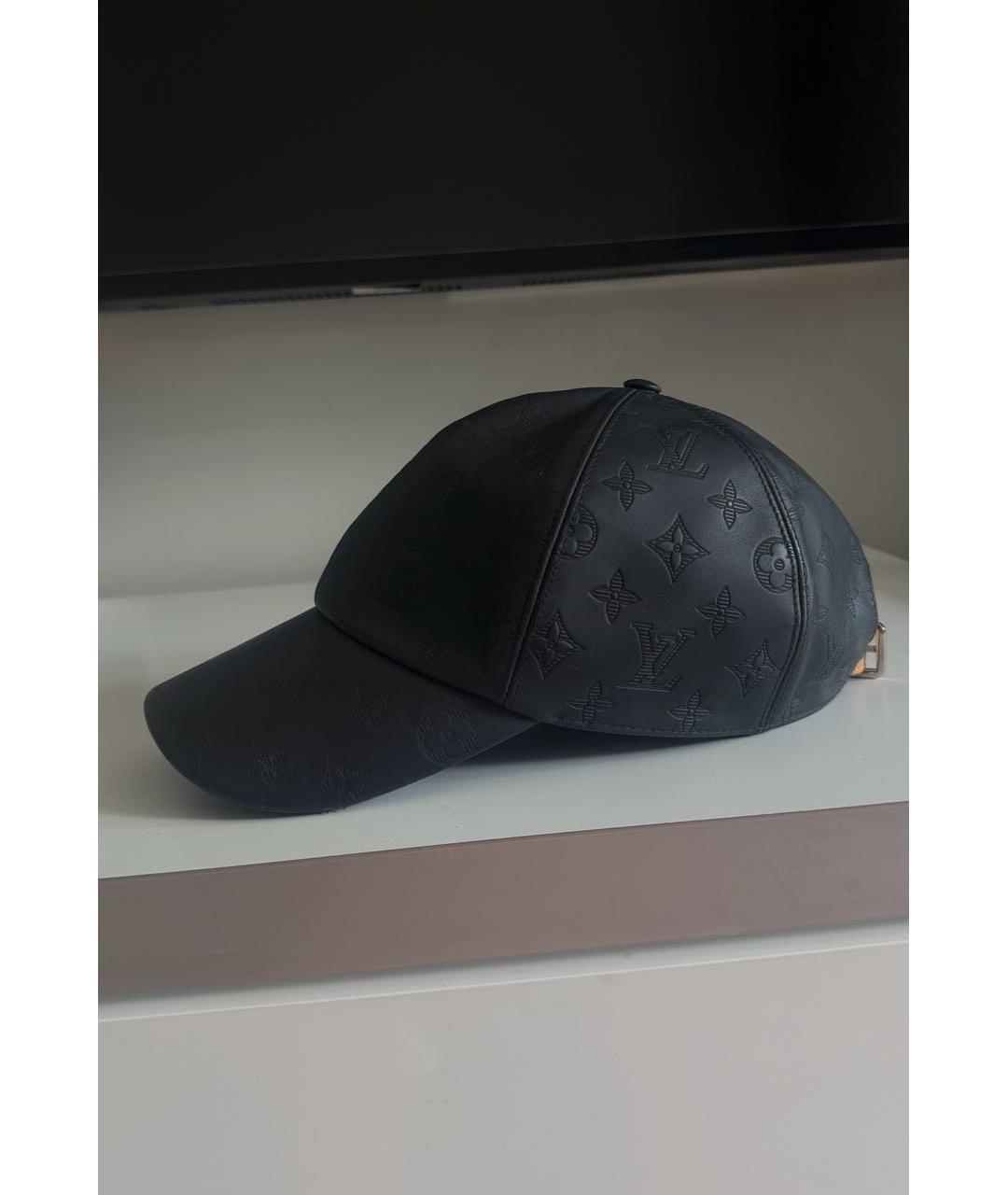 LOUIS VUITTON Черная кожаная кепка, фото 3