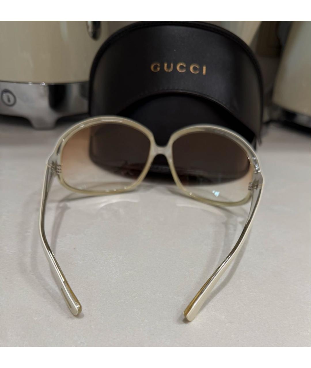 GUCCI Белые пластиковые солнцезащитные очки, фото 4