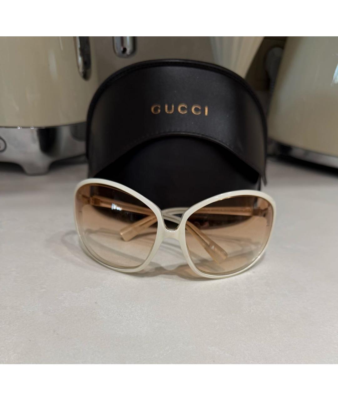 GUCCI Белые пластиковые солнцезащитные очки, фото 2