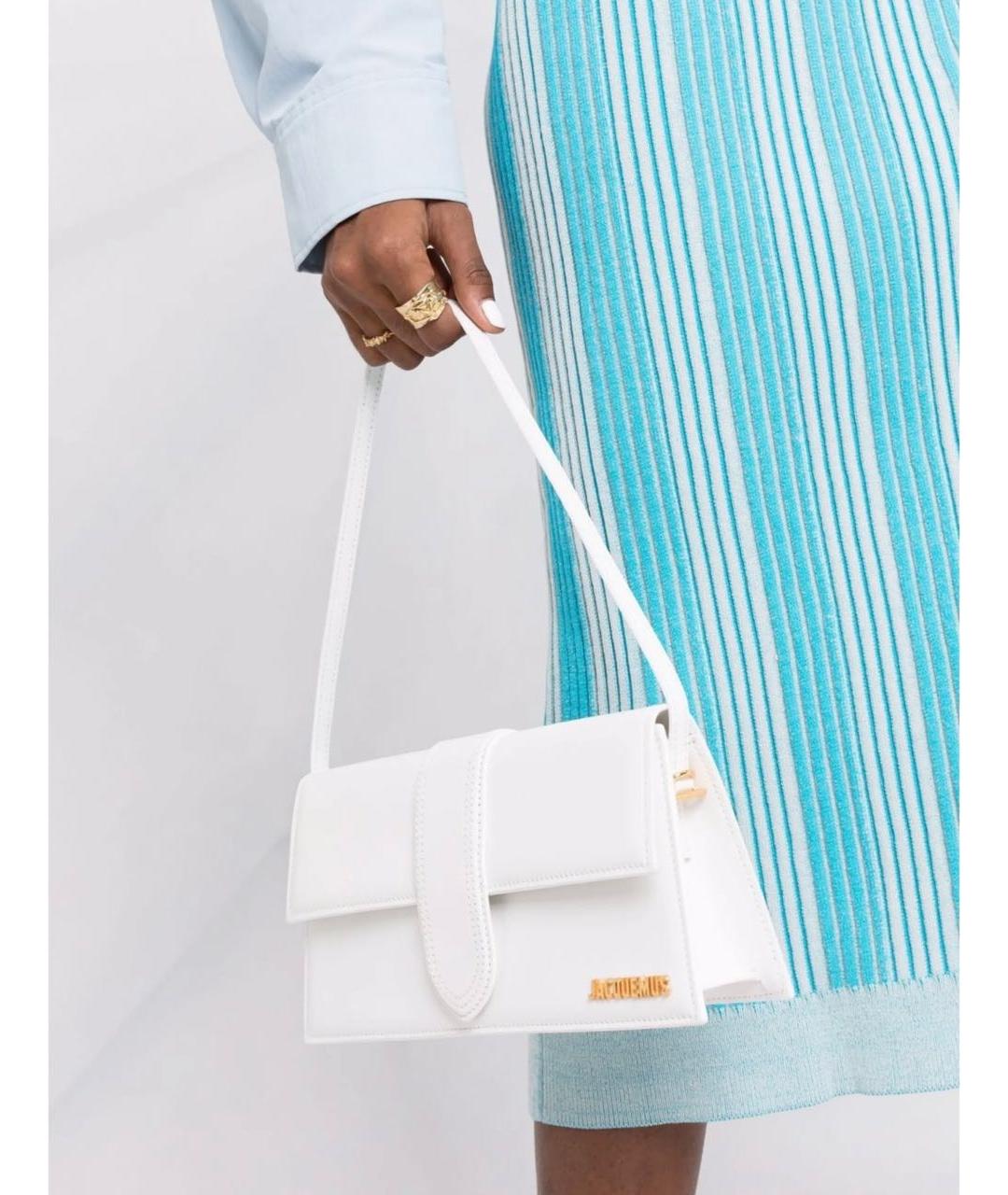 JACQUEMUS Белая кожаная сумка с короткими ручками, фото 6