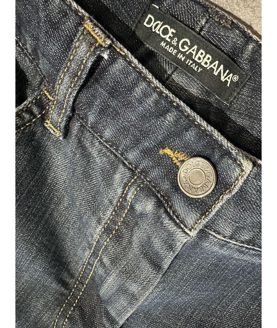 DOLCE&GABBANA Темно-синие хлопко-эластановые джинсы слим, фото 4