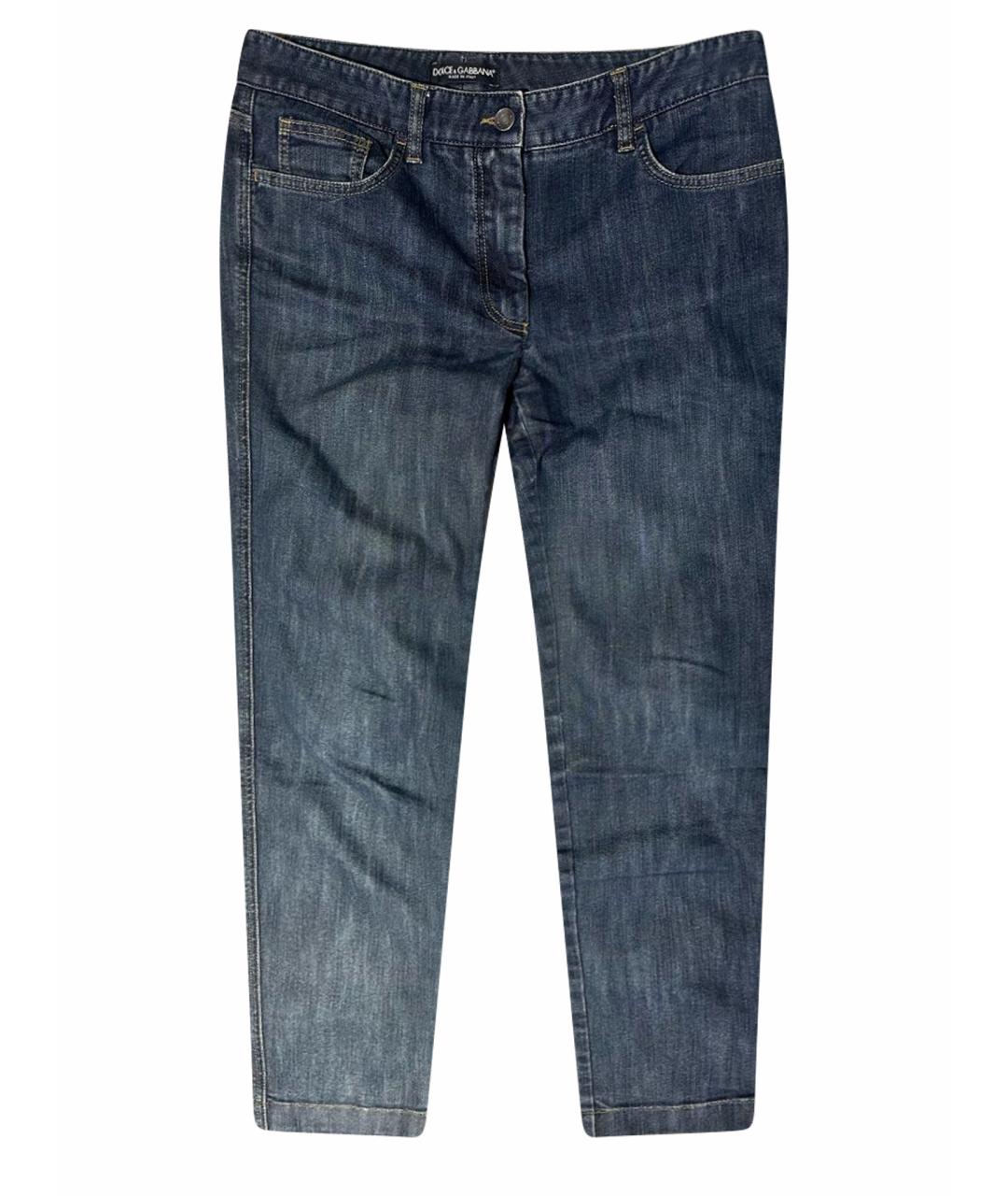 DOLCE&GABBANA Темно-синие хлопко-эластановые джинсы слим, фото 1