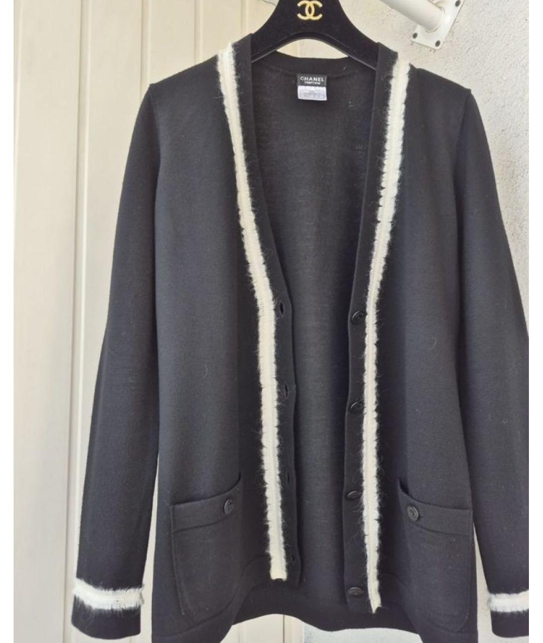 CHANEL Черный шерстяной кардиган, фото 2