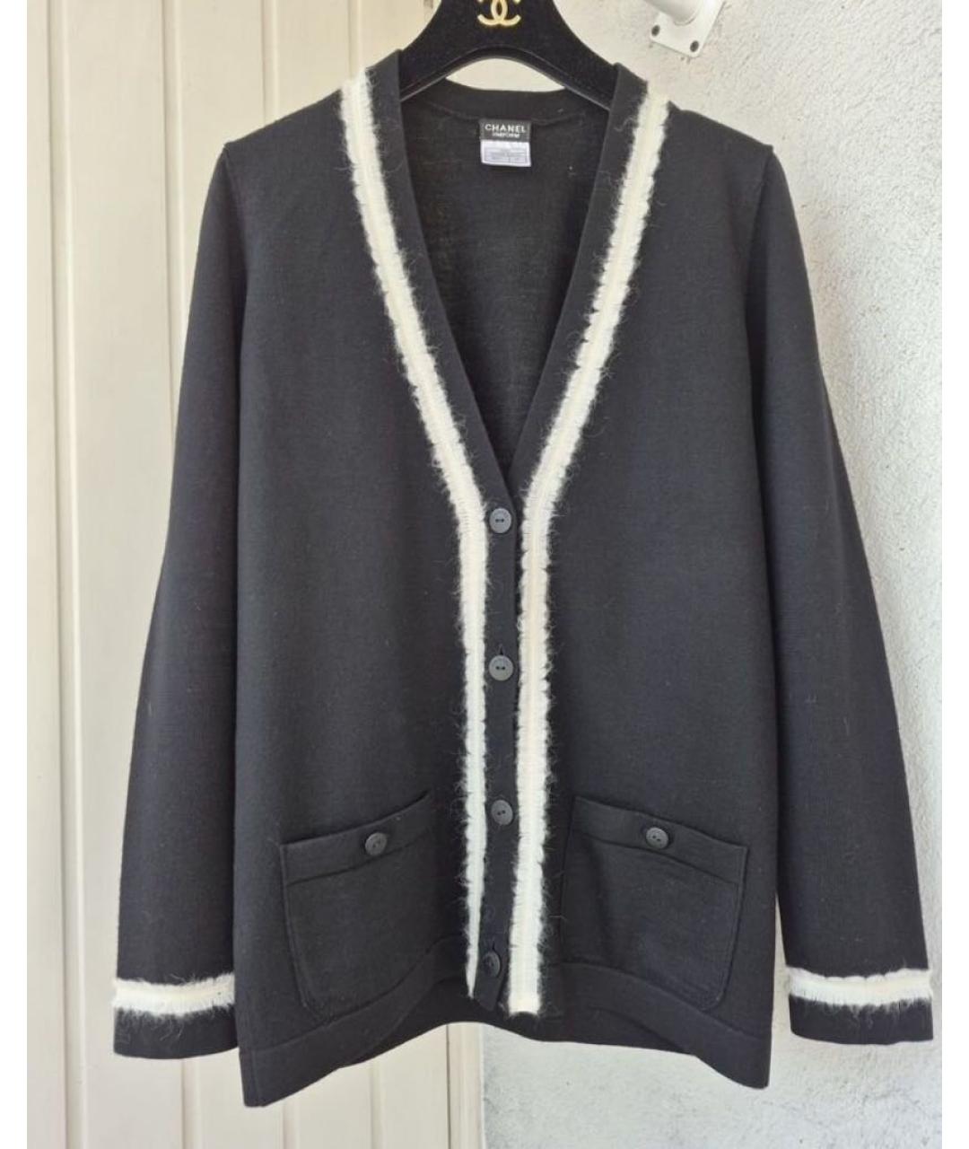 CHANEL Черный шерстяной кардиган, фото 5
