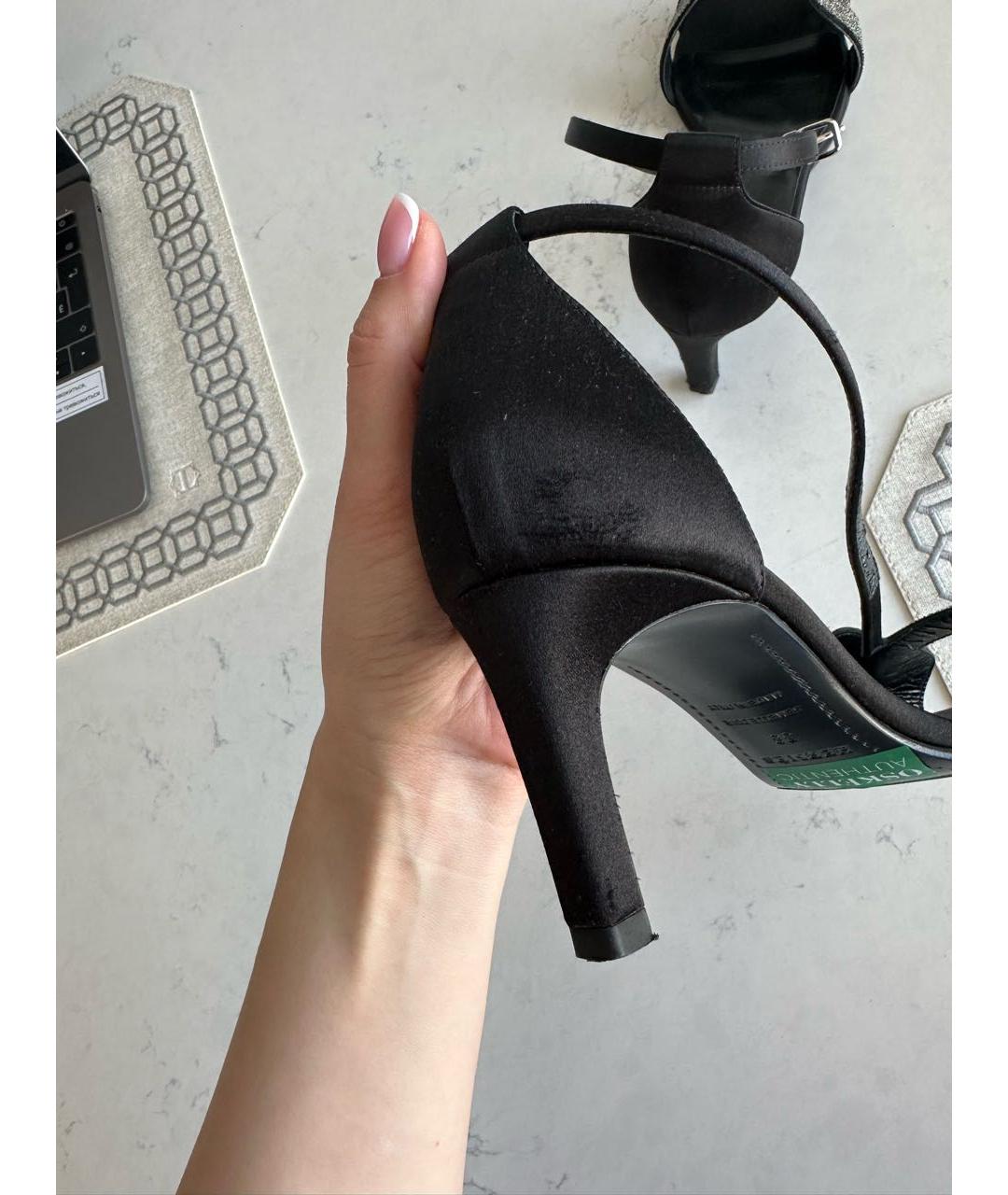 HERMES Черные текстильные босоножки, фото 7