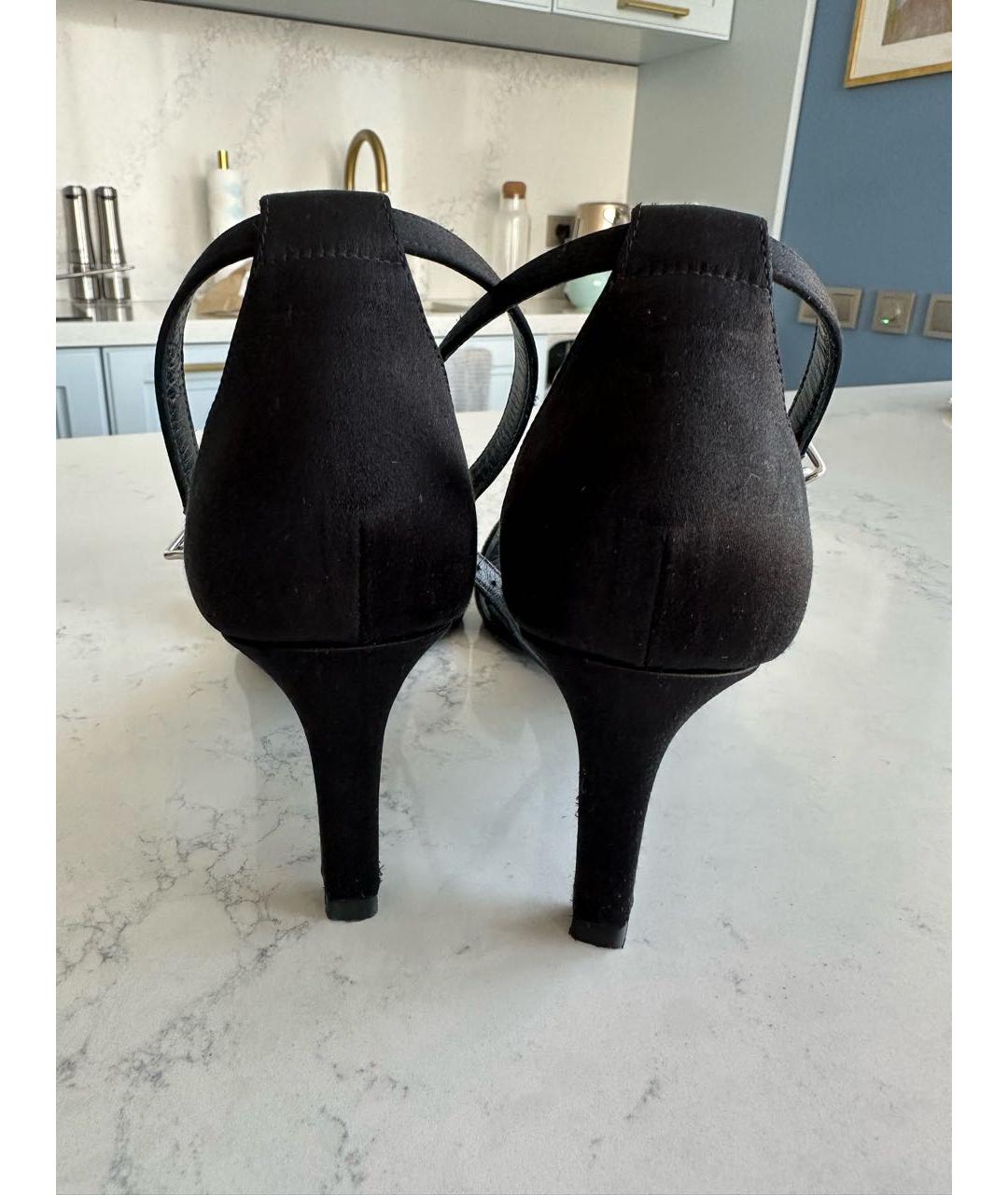 HERMES Черные текстильные босоножки, фото 4