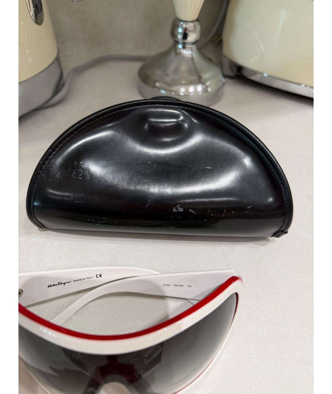 FERRAGAMO Белые пластиковые солнцезащитные очки, фото 5