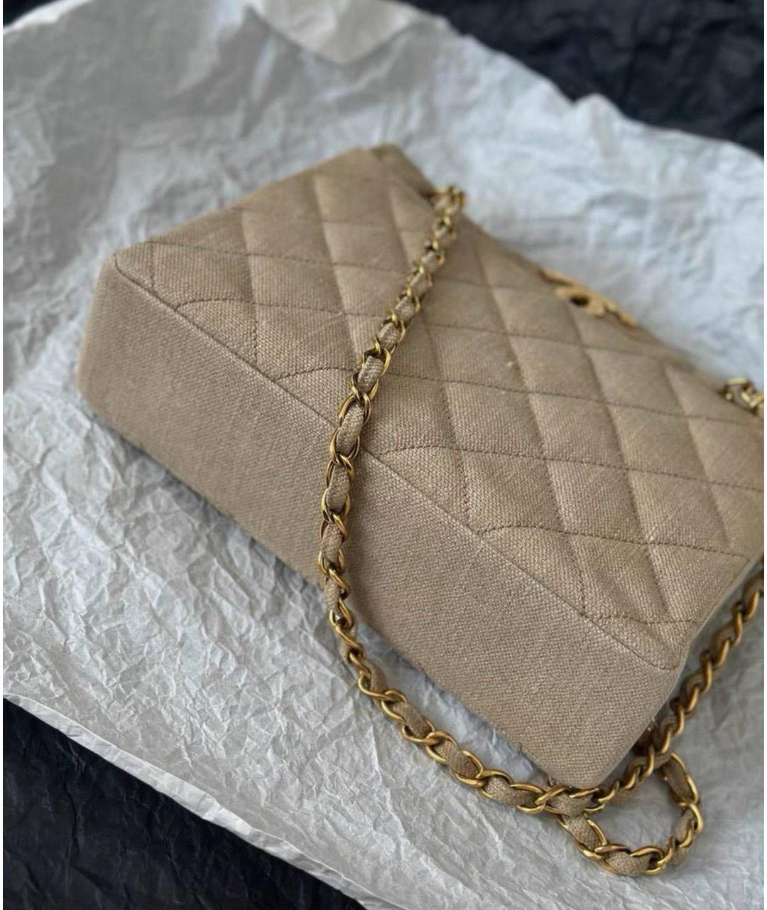 CHANEL Бежевая сумка с короткими ручками, фото 3