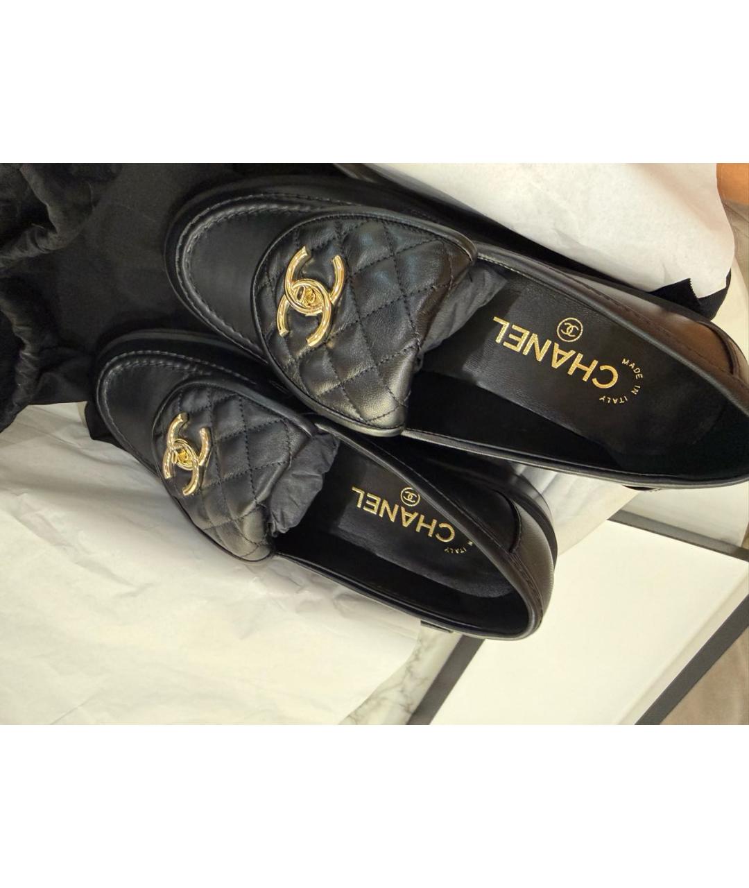 CHANEL Черные кожаные лоферы, фото 2