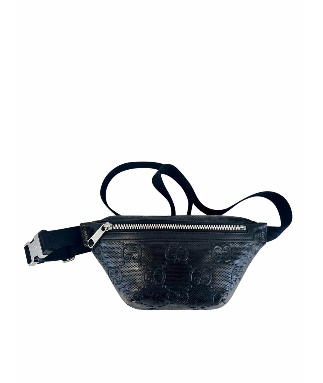 GUCCI Черная кожаная поясная сумка, фото 1