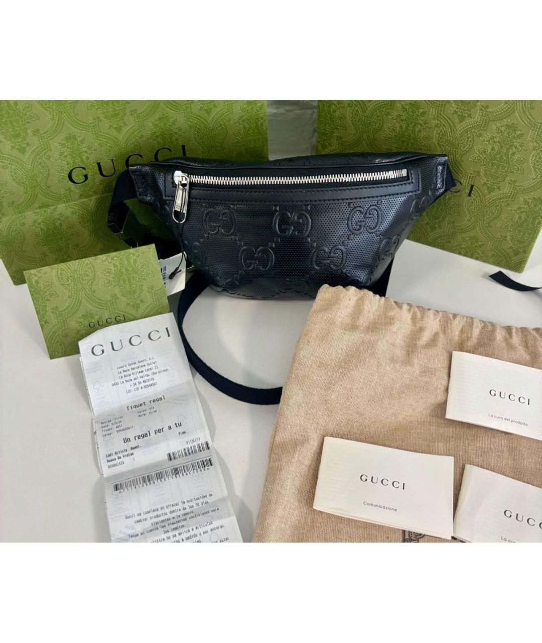 GUCCI Черная кожаная поясная сумка, фото 5