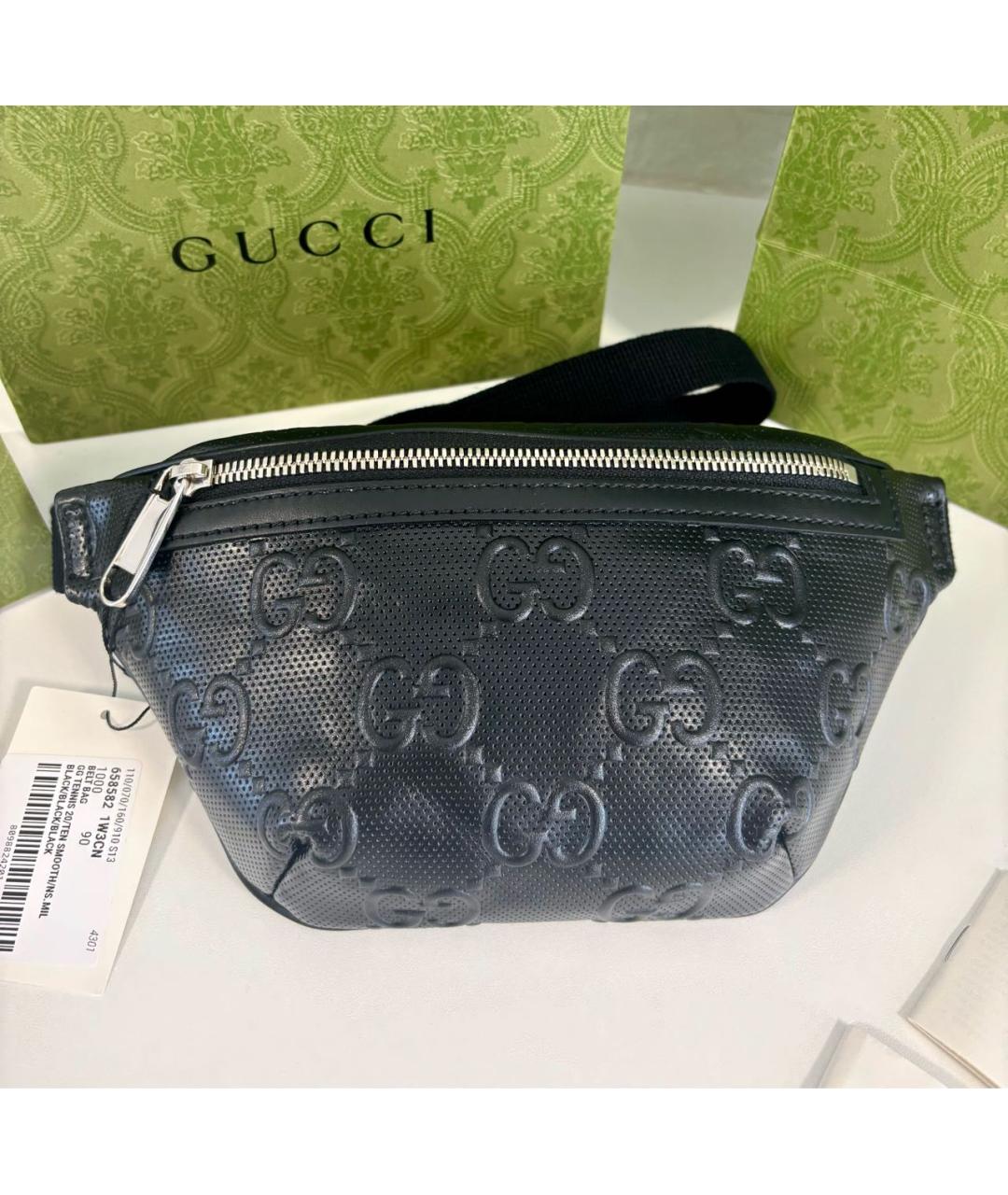 GUCCI Черная кожаная поясная сумка, фото 2