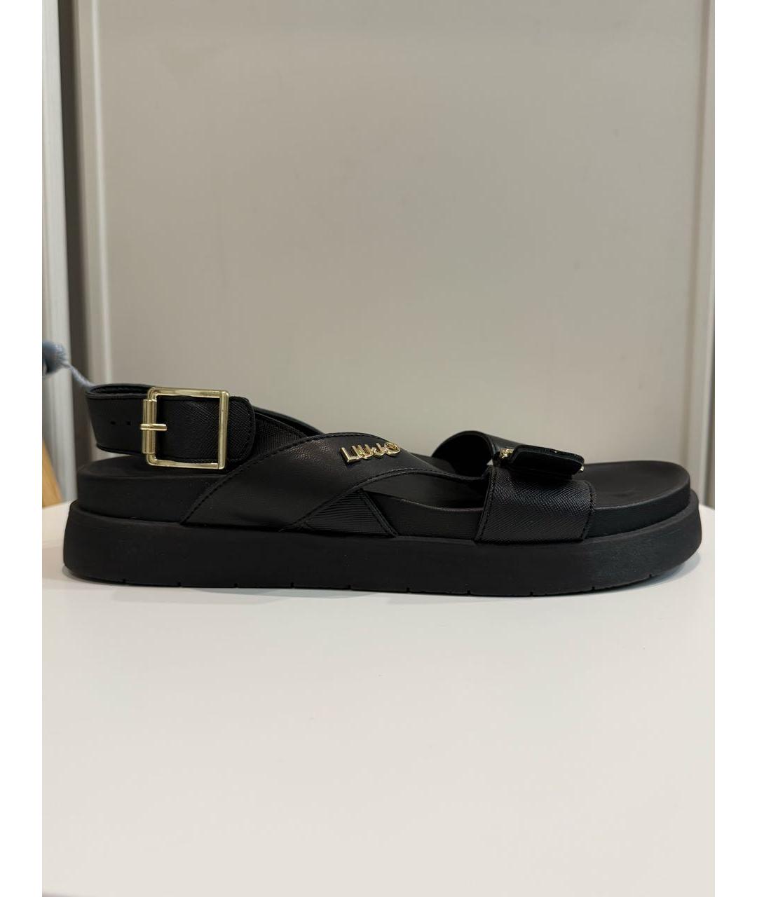 LIU JO Черные кожаные сандалии, фото 8