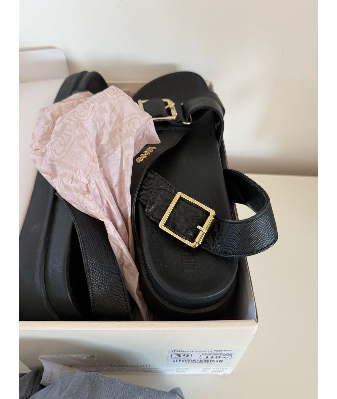 LIU JO Черные кожаные сандалии, фото 4