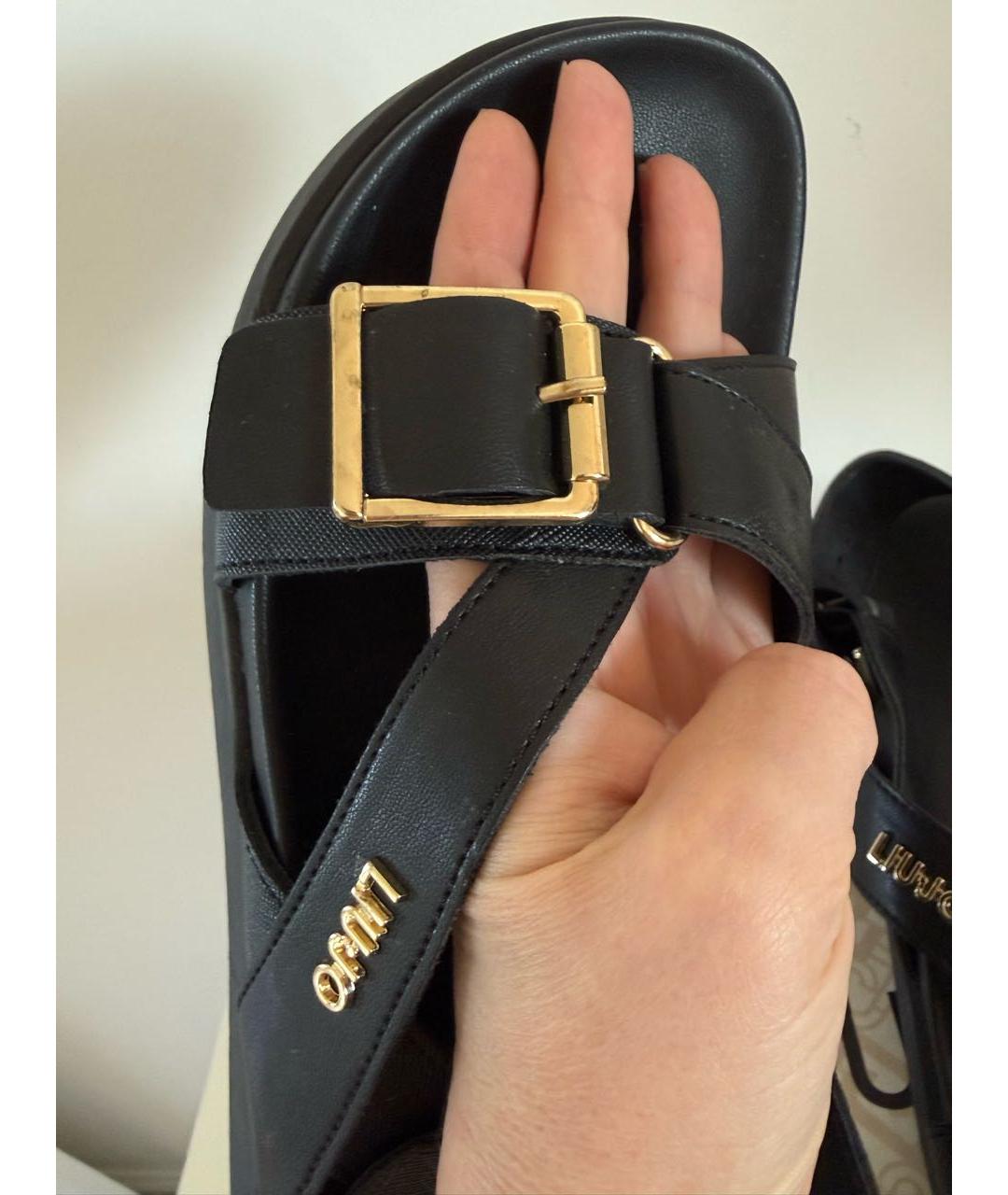 LIU JO Черные кожаные сандалии, фото 3