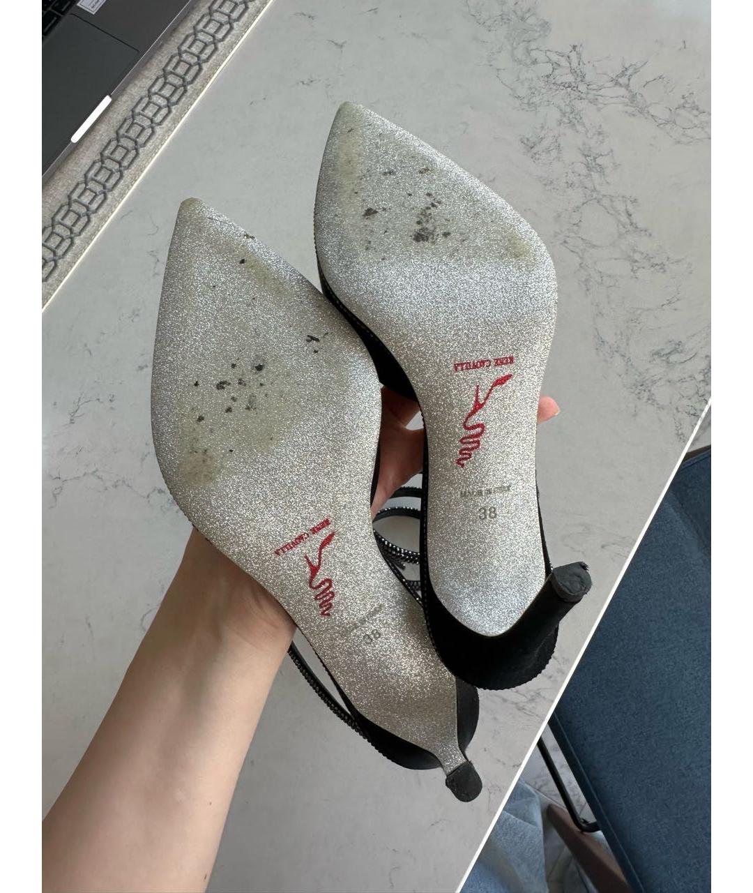 RENE CAOVILLA Черные текстильные туфли, фото 5