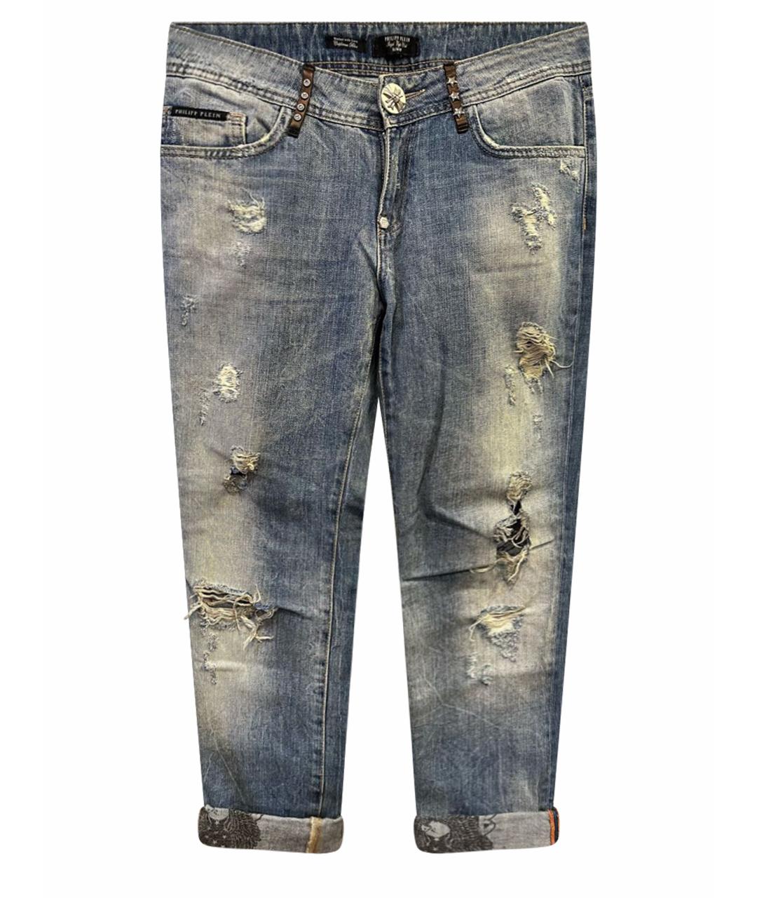 PHILIPP PLEIN Голубые хлопковые джинсы слим, фото 1