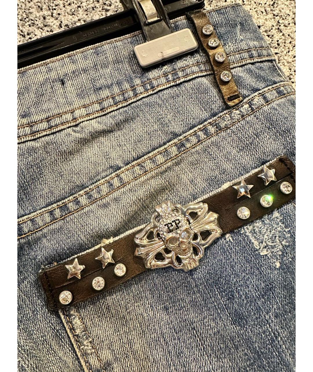 PHILIPP PLEIN Голубые хлопковые джинсы слим, фото 7