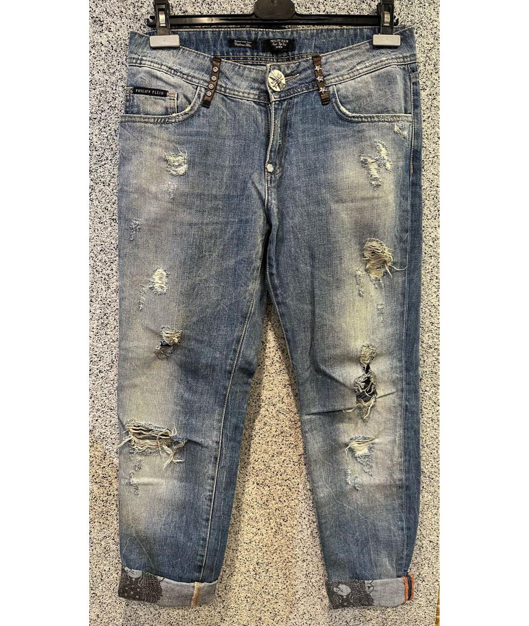 PHILIPP PLEIN Голубые хлопковые джинсы слим, фото 9